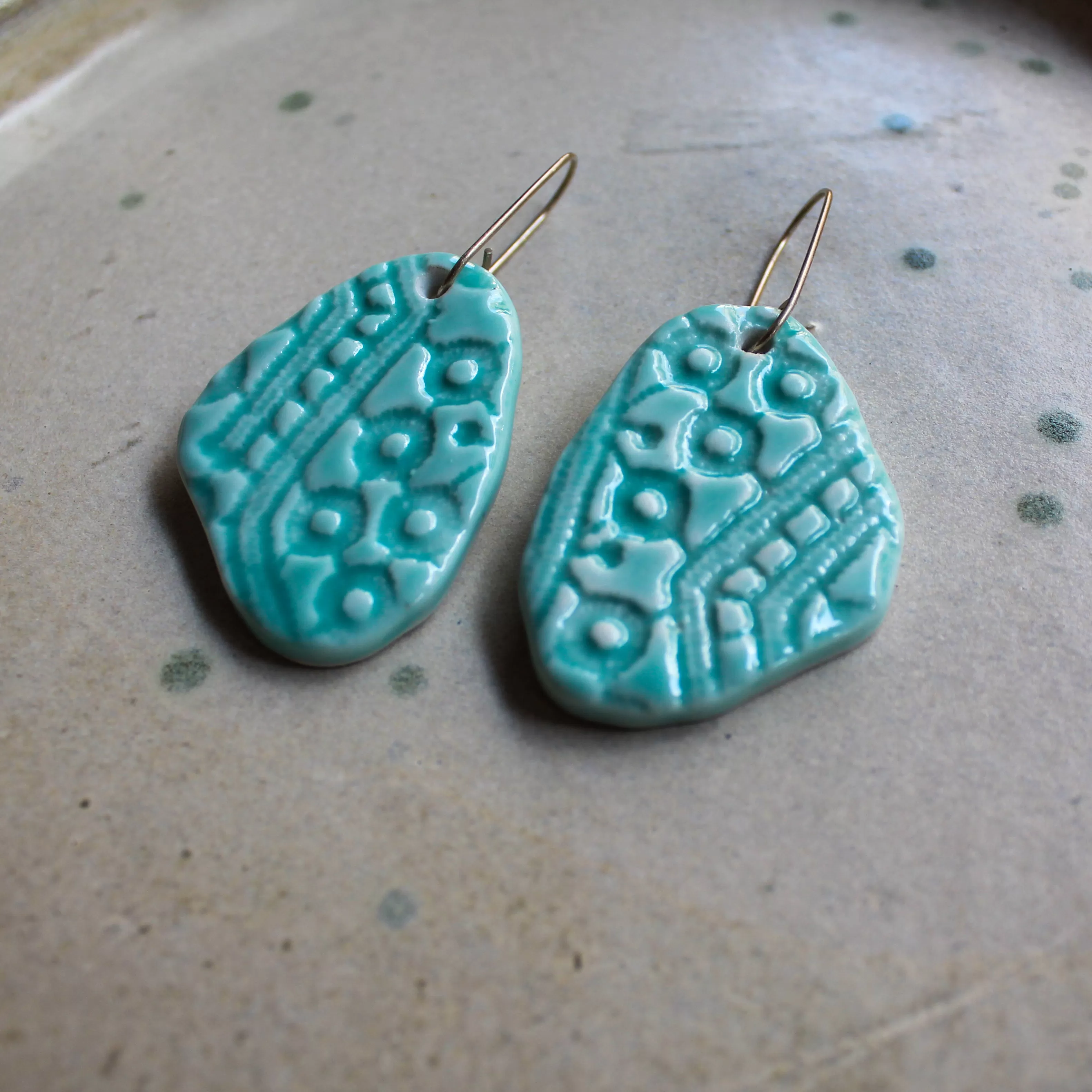 Handmade Lace textured Porcelain Earrings