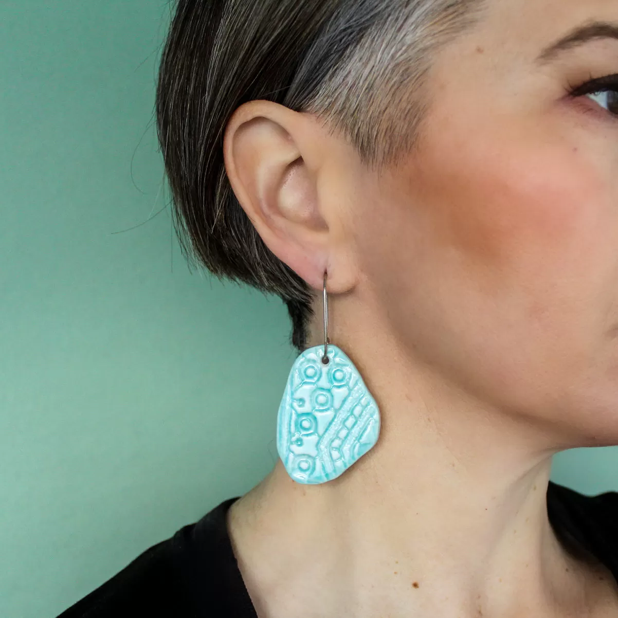 Handmade Lace textured Porcelain Earrings