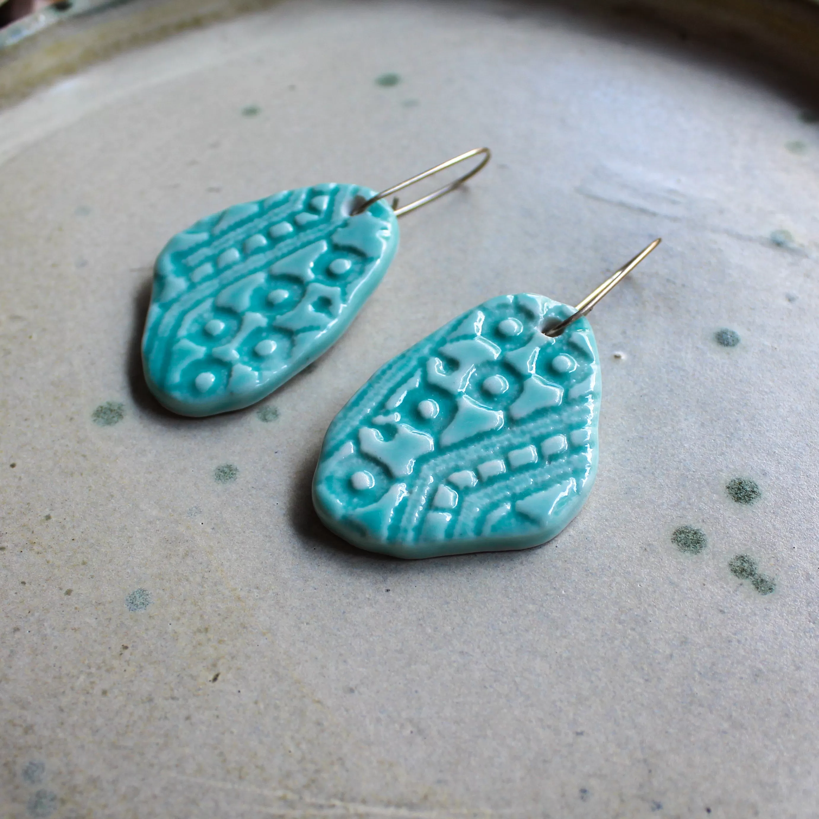 Handmade Lace textured Porcelain Earrings