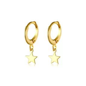 Huggie Hoop Earrings with Smooth Star Pendant