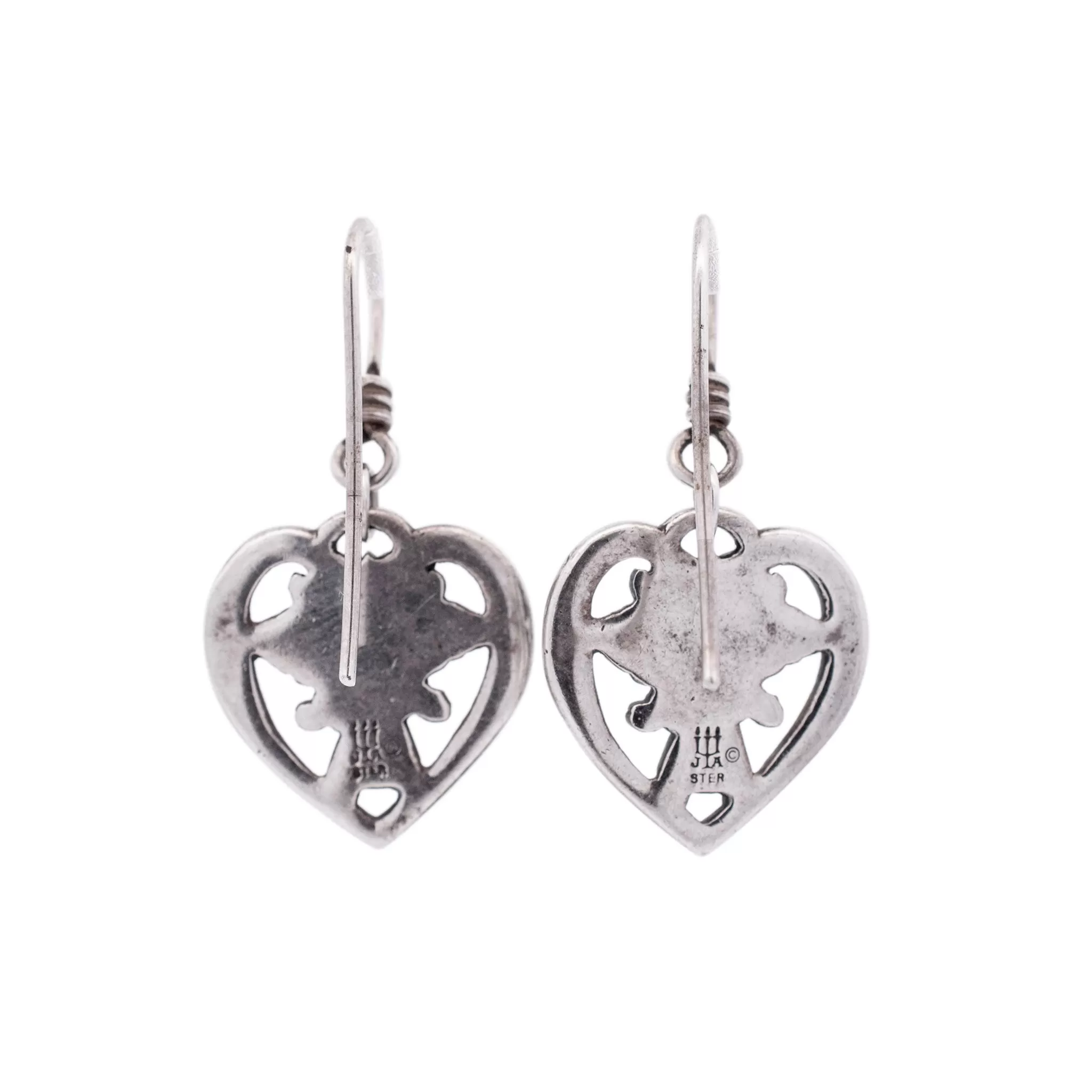 James Avery 925 Sterling Silver Retired Heart Angel Dangle Earrings