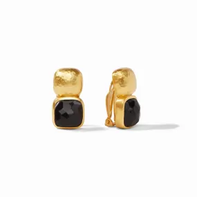 Julie Vos Catalina Clip-On Earrings in Obsidian Black