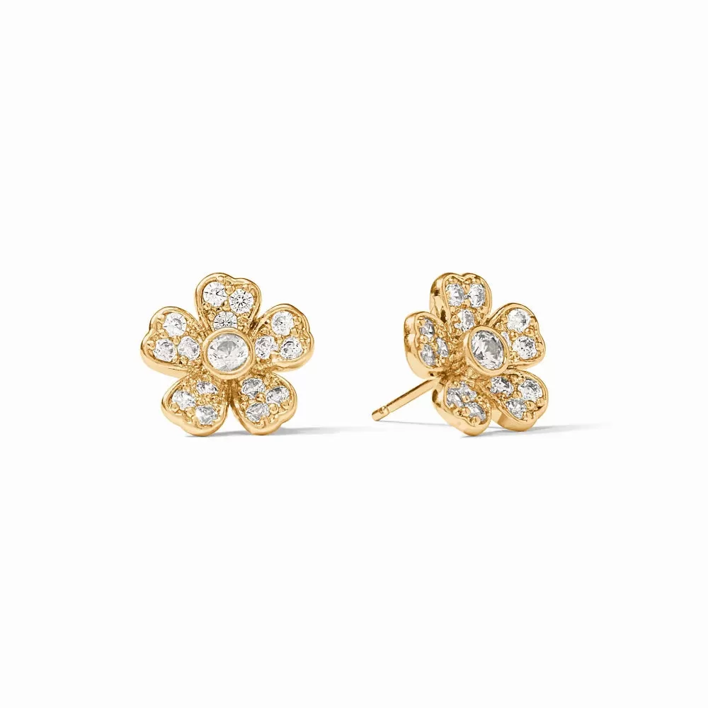 Julie Vos Laurel Stud Gold Cubic Zirconia