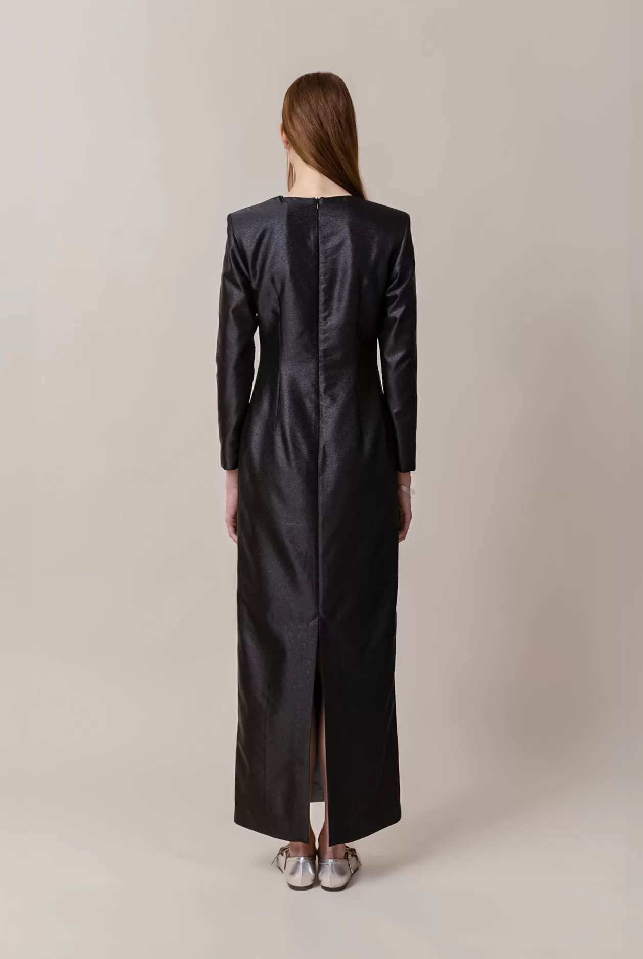 KAAMOS maxi dress in shimmering black