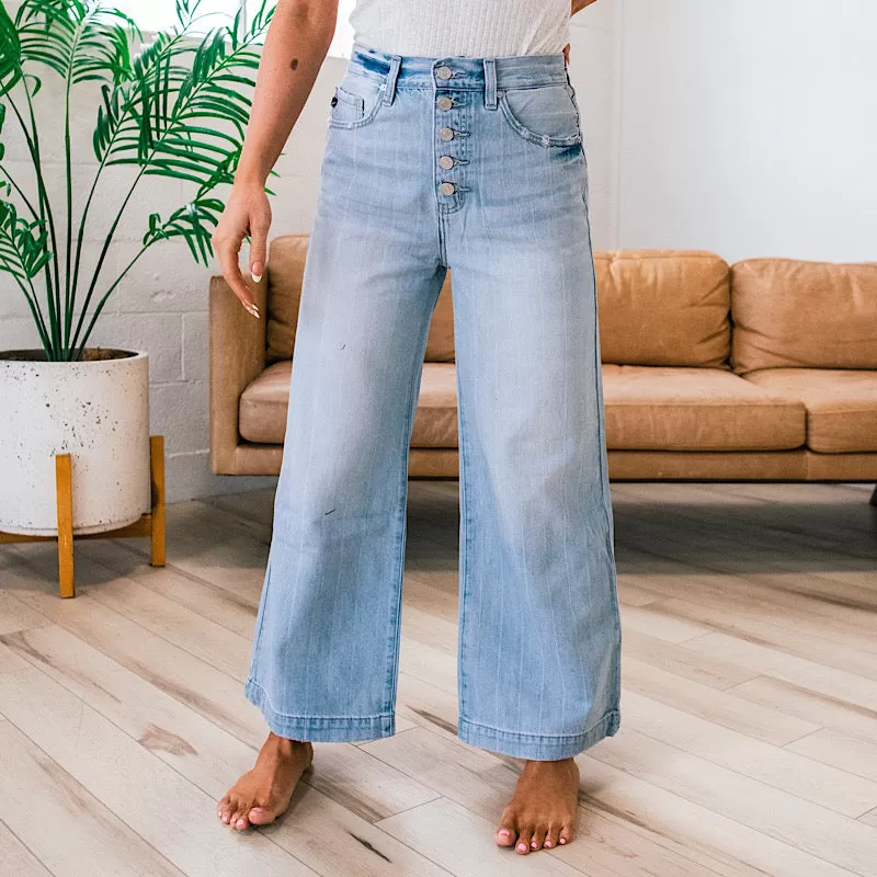 KanCan Zoe Wide Leg Pinstripe Jeans