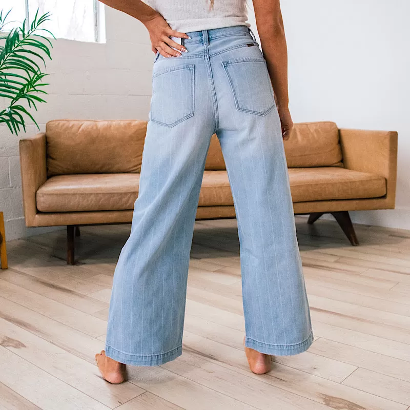 KanCan Zoe Wide Leg Pinstripe Jeans