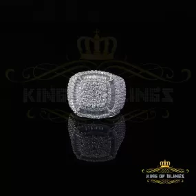 King of Bling's 925 Silver White 6.50ct VVS 'D' Moissanite Stone Square Rings SZ 10 Men's/Womens