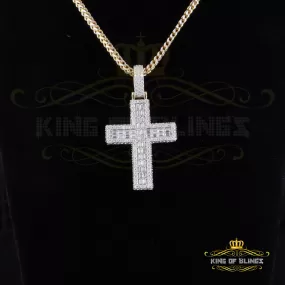 King Of Bling's 925 Sterling Yellow Silver 7.50ct VVS D Clr.Moissanite Cross Pendant Men/ Women.