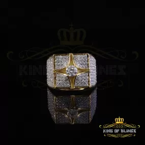 King of Bling's 925 Yellow Sterling Silver 7.00ct VVS 'D' Moissanite Square Men's Rings Size 10