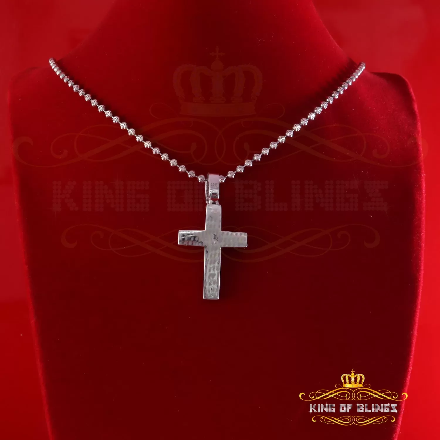 King Of Bling's New Moissanite 2.50ct VVS D Clr. Charm Cross Pendant 925 White Silver for Men