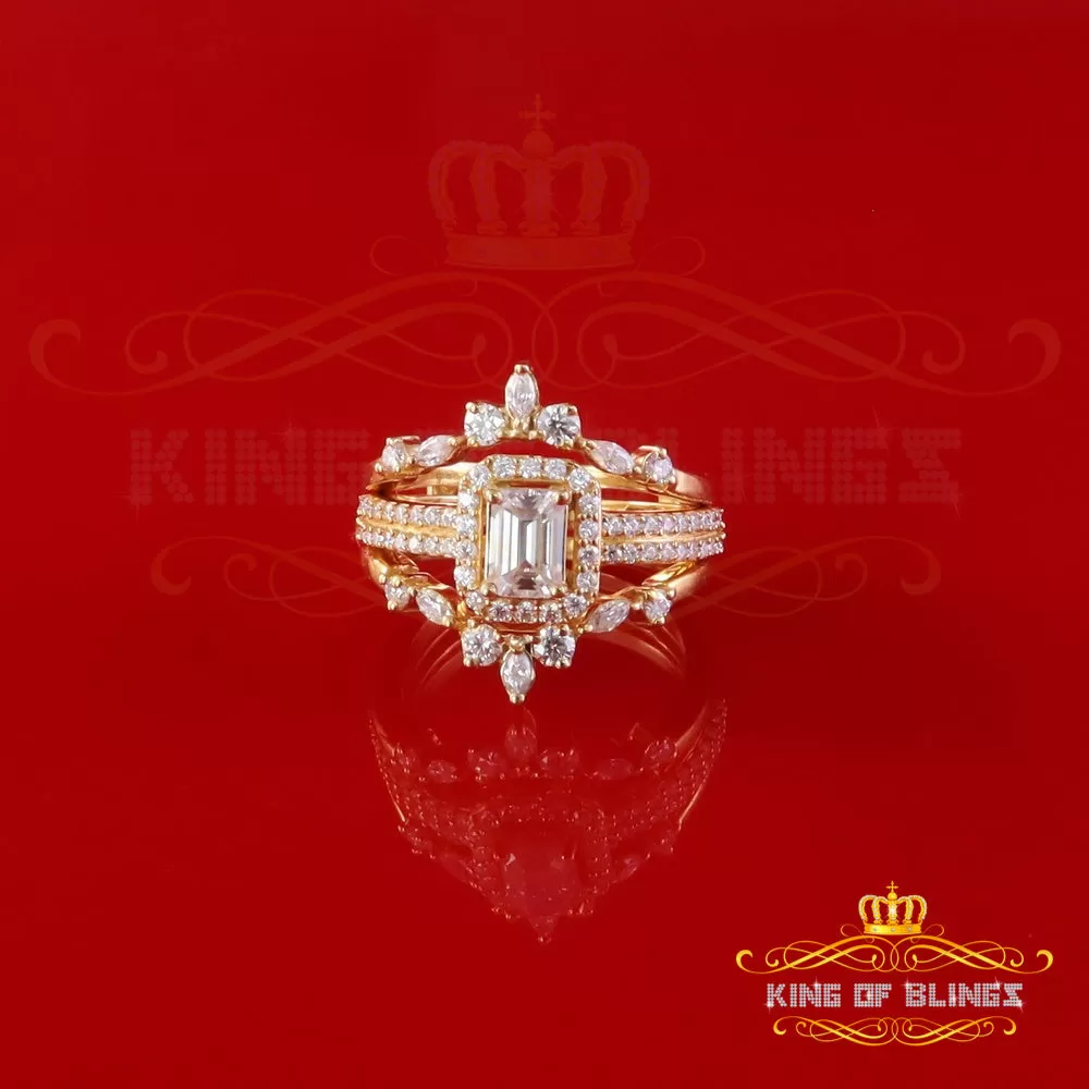 King Of Blings Solitaire Enhancer Guard Wrap Ring Insert 2CT Moissanite 925 Silver Yellow SZ 7