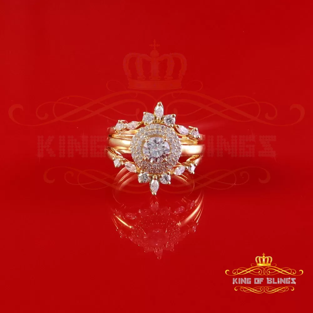 King Of Blings Women Enhancer Guard Wrap Insert Ring SZ 7 Yellow 925 Silver 1.66ct Moissanite