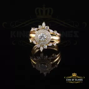 King Of Blings Women Enhancer Guard Wrap Insert Ring SZ 7 Yellow 925 Silver 1.66ct Moissanite