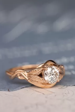 Lab grown diamond engagement ring, rose gold proposal ring with round diamond / Azalea