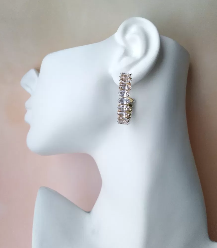 Large Cubic Zirconia Loop Earrings