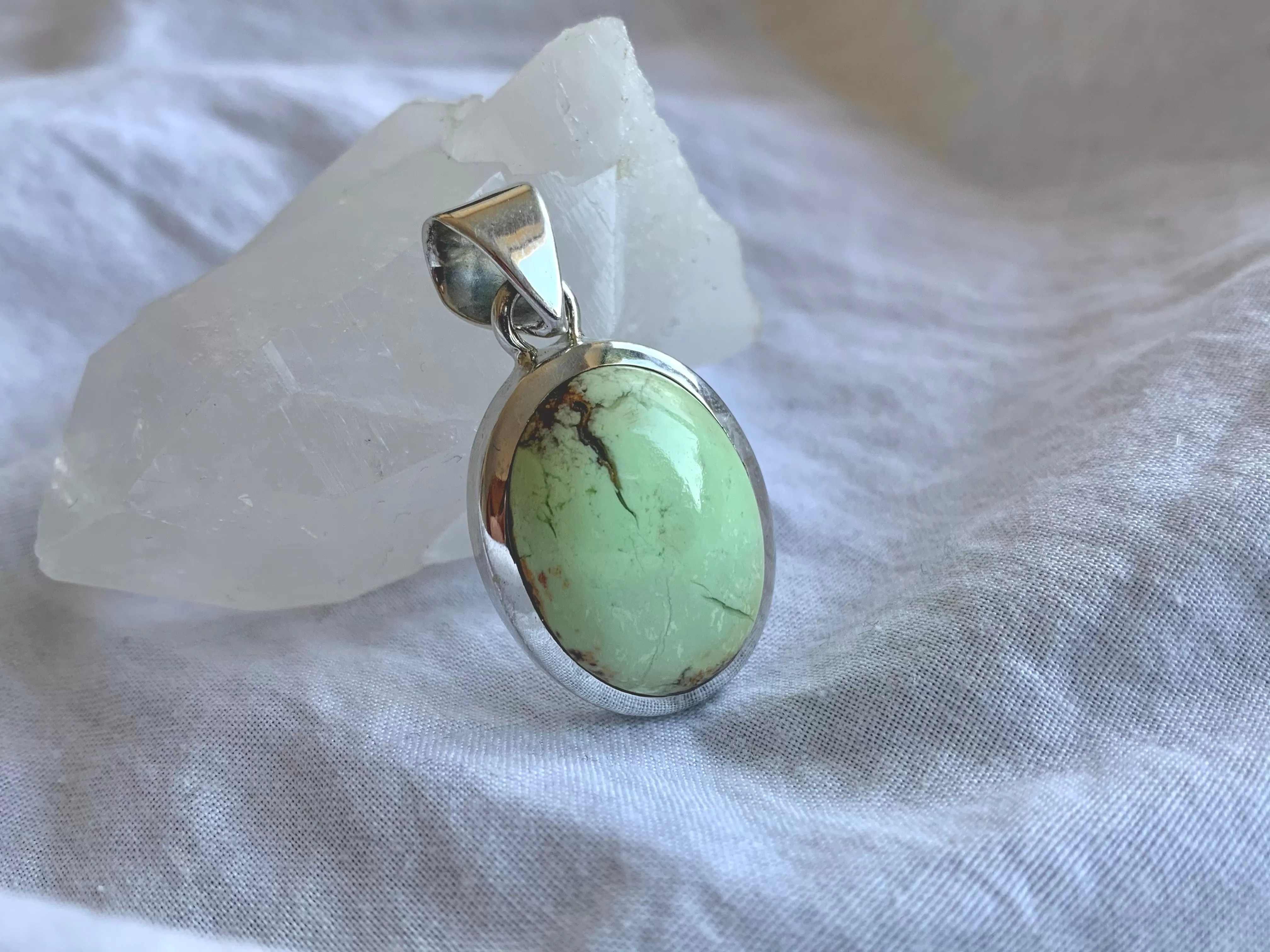 Lemon Chrysoprase Naevia Pendant - Oval