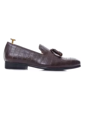 Loafer Slipper - Coffee Croco Leather