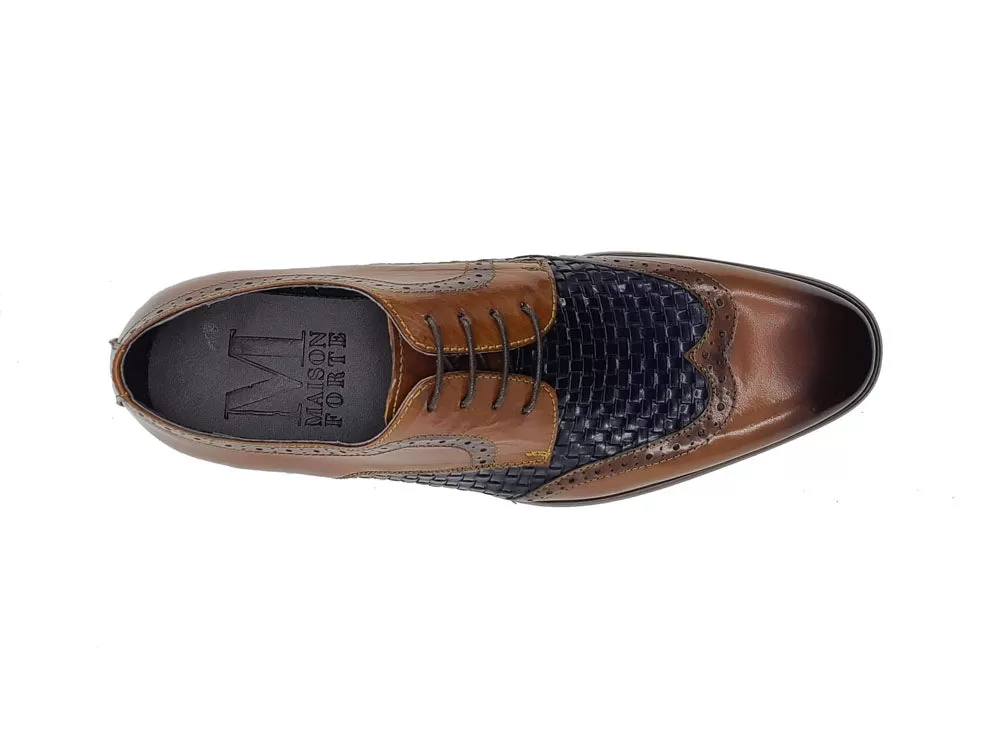 Medallion Wing-tip Basket Weave Four Eyelets Oxford