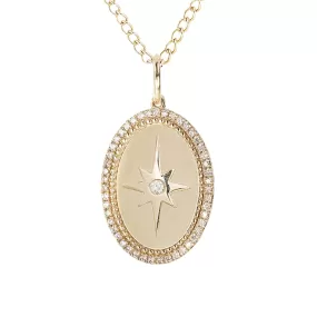 Medium Star Pendant with Pave Diamond Border