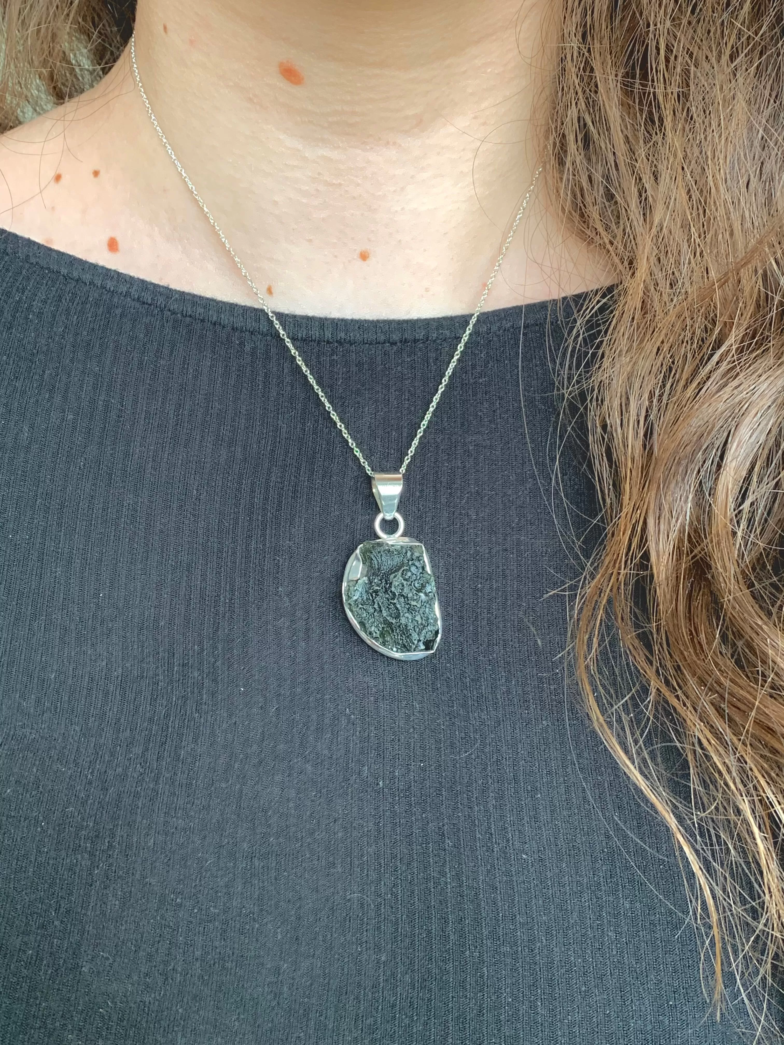 Moldavite Ansley Pendant - Freeform G