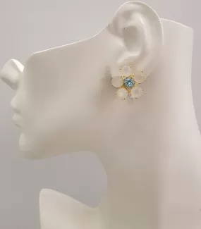 Moonstone & Blue Topaz Bloom Earrings