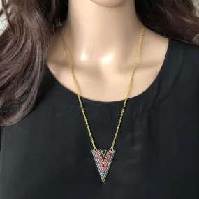 Multi Color Triangle Pendant Necklace