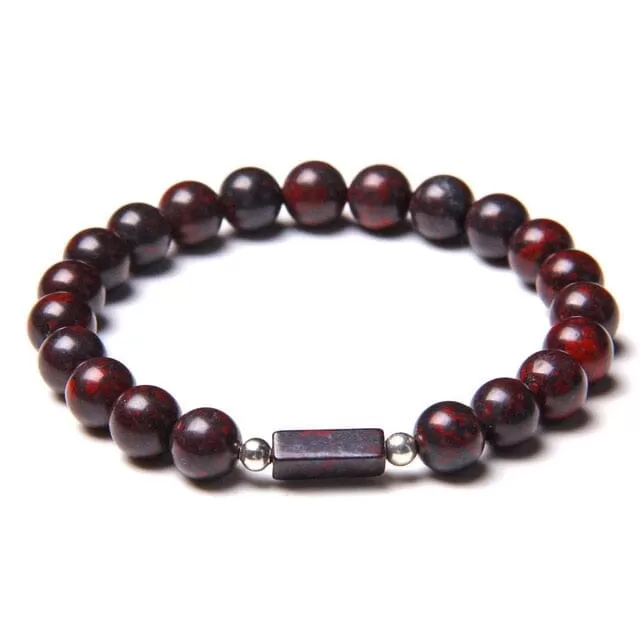 Natural Bloodstone Beads Bracelet