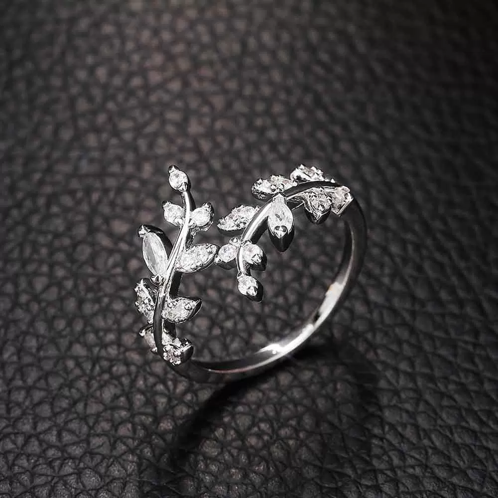 Olive Leaves Design Adjustable Ring