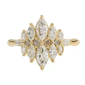 ORDER ONLY: Marquise Diamond Cluster Ring with Grey Diamond Accents