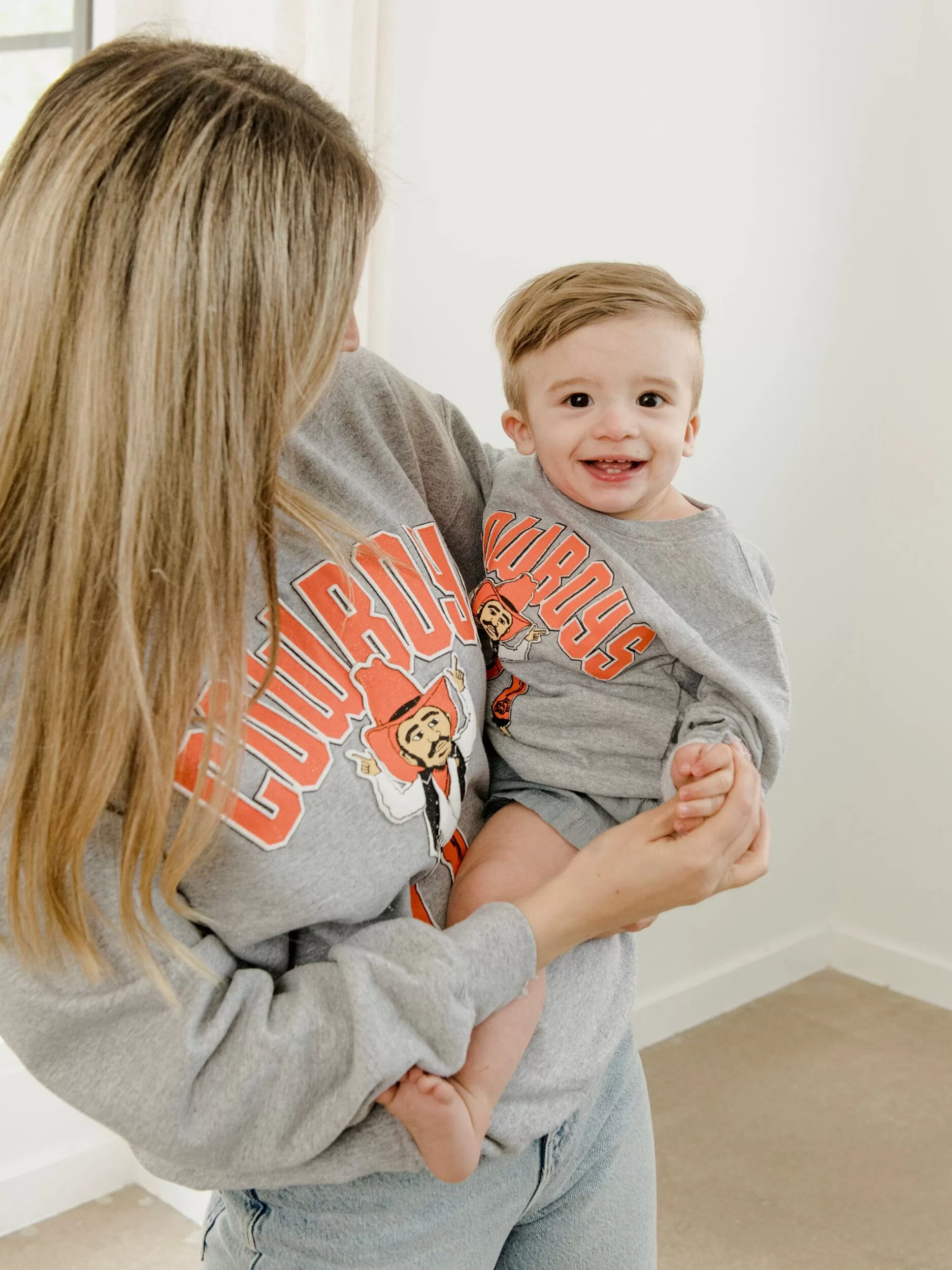 OSU Cowboys Cartoon Mascot Puff Ink Gray Thrifted Sweatshirt