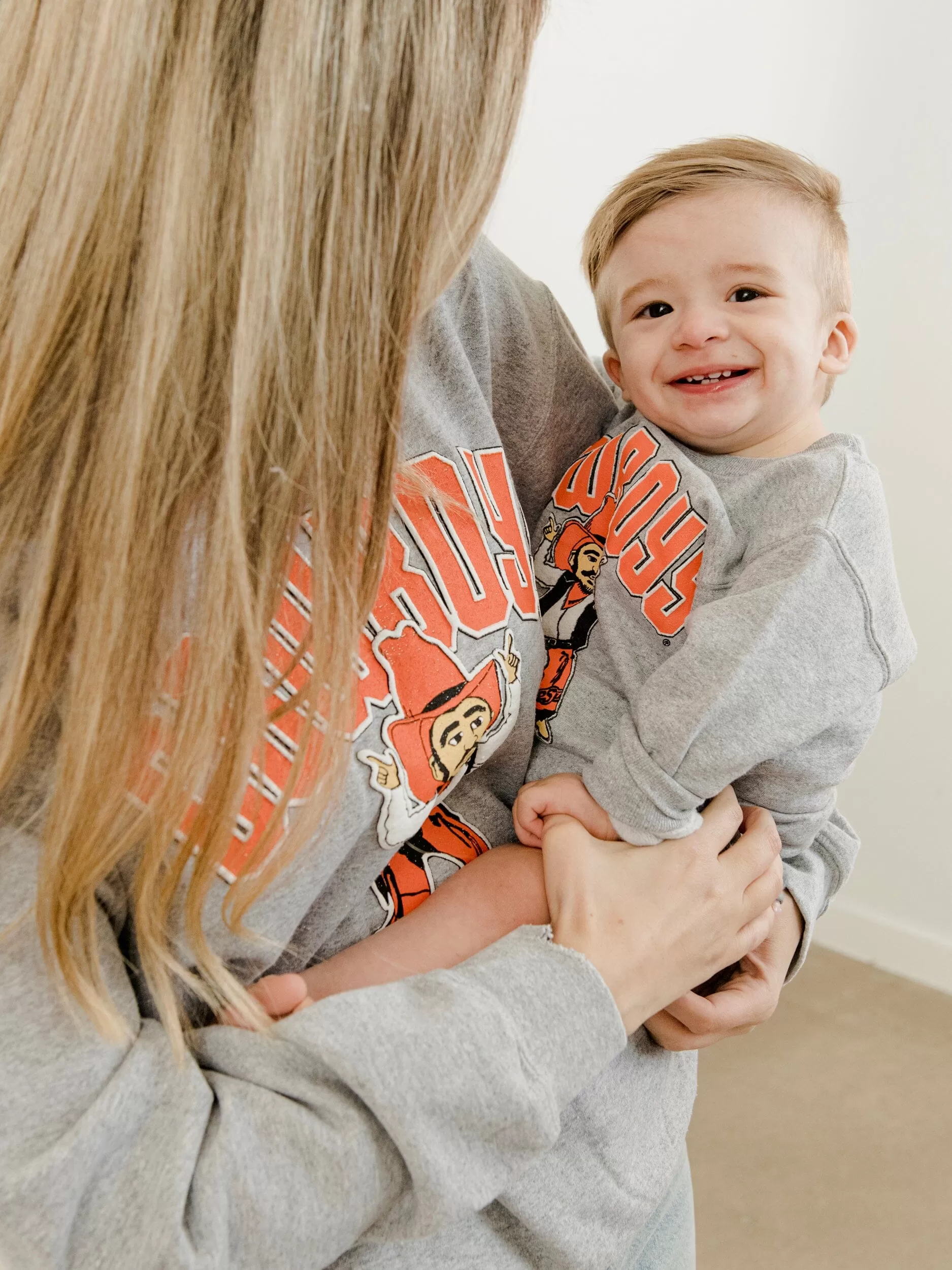 OSU Cowboys Cartoon Mascot Puff Ink Gray Thrifted Sweatshirt