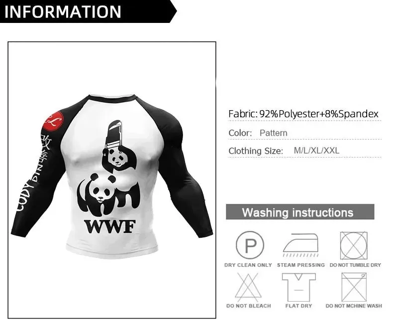 Panda 'Wildlife ' Elite Long Sleeve Compression Rashguard