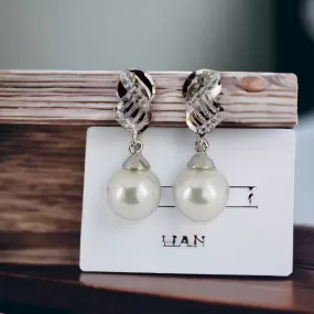 Pearl Symphony Earrings in Rhodium White