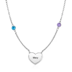 Personalized Engraved Necklace With Birthstones