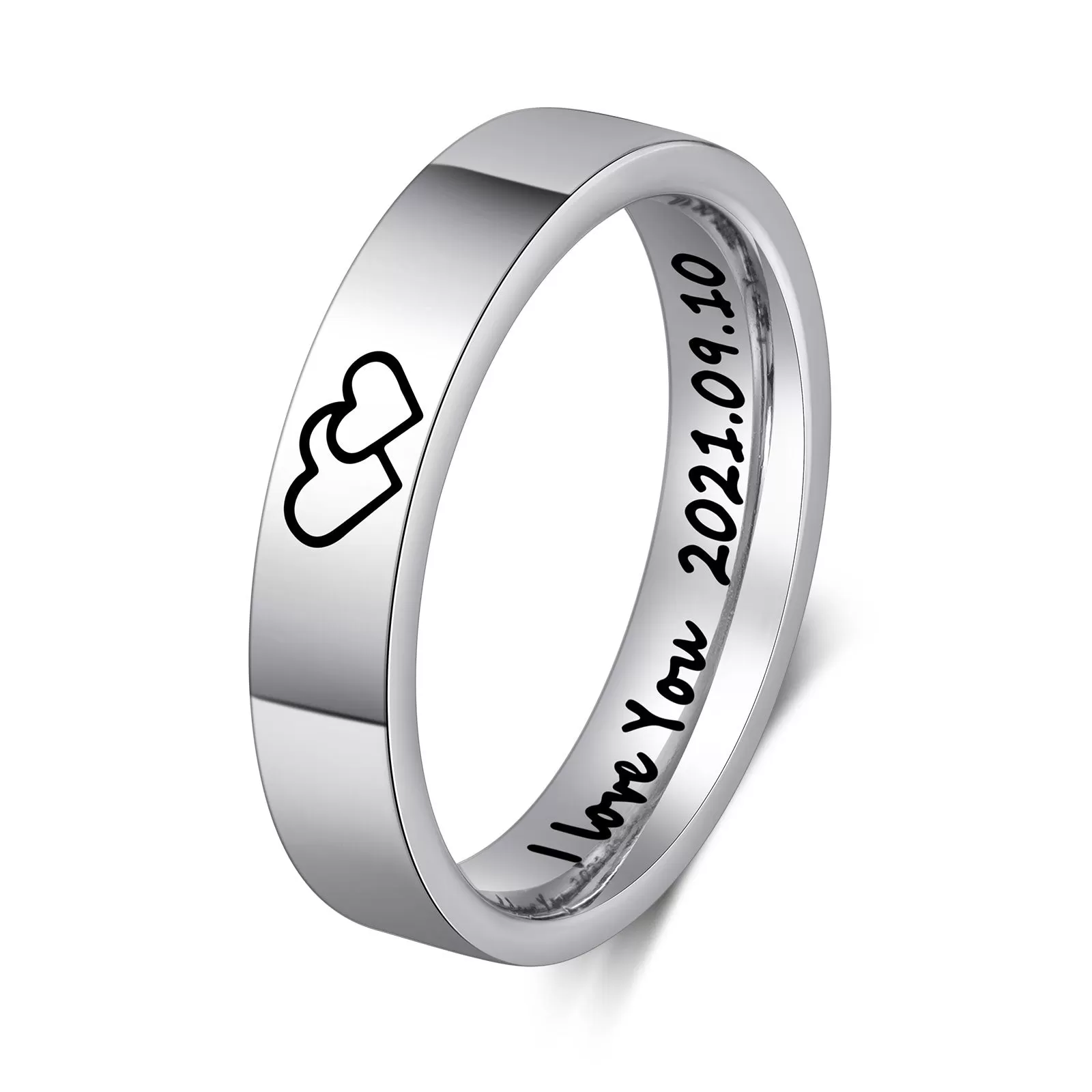 Personalized His and Hers Traditional Promise Ring or Wedding Ring Set Couples Rings