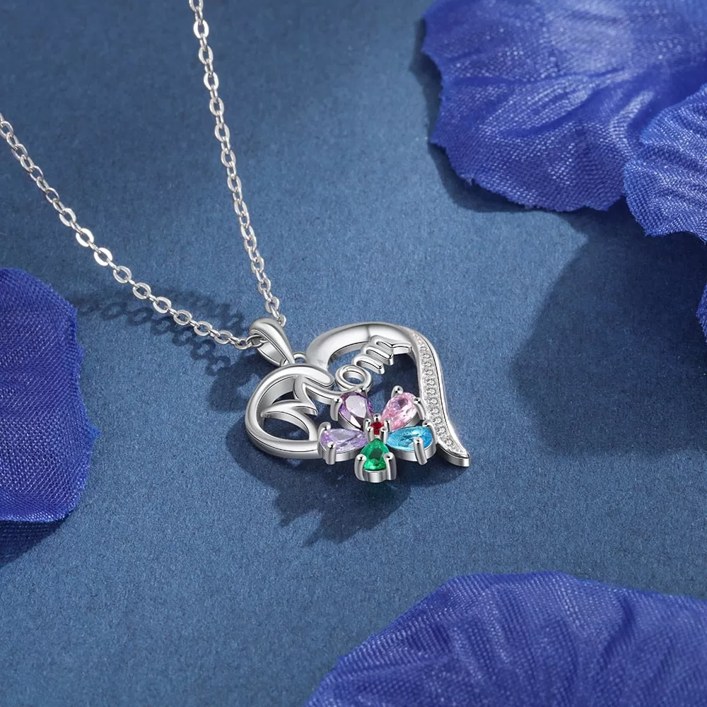 Personalized Mom Necklace Customize 5 Birthstones