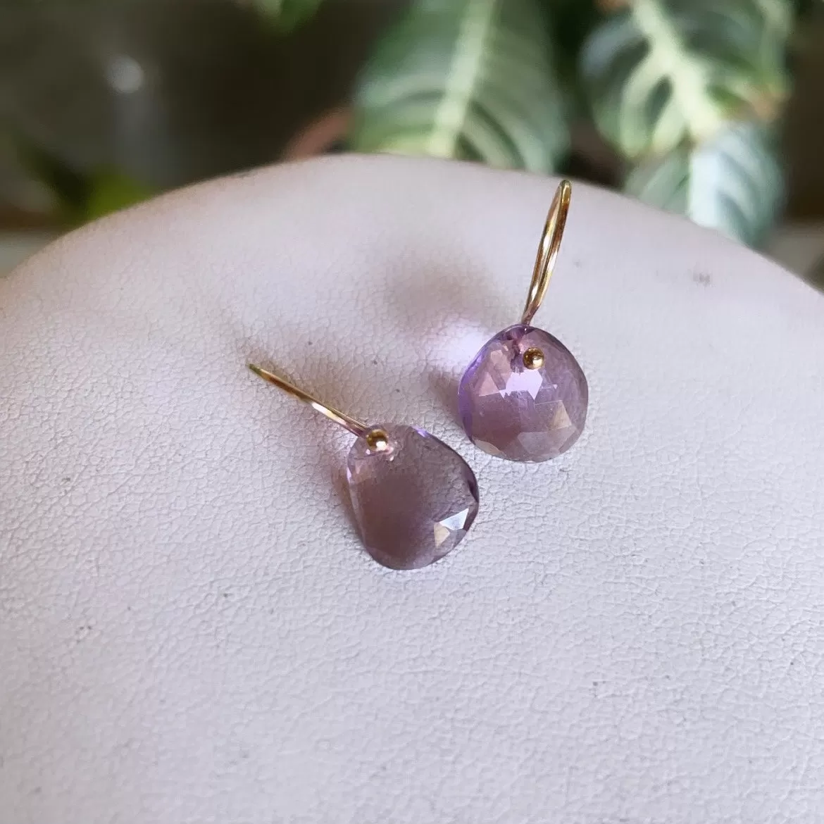 Petite rose cut amethyst earrings