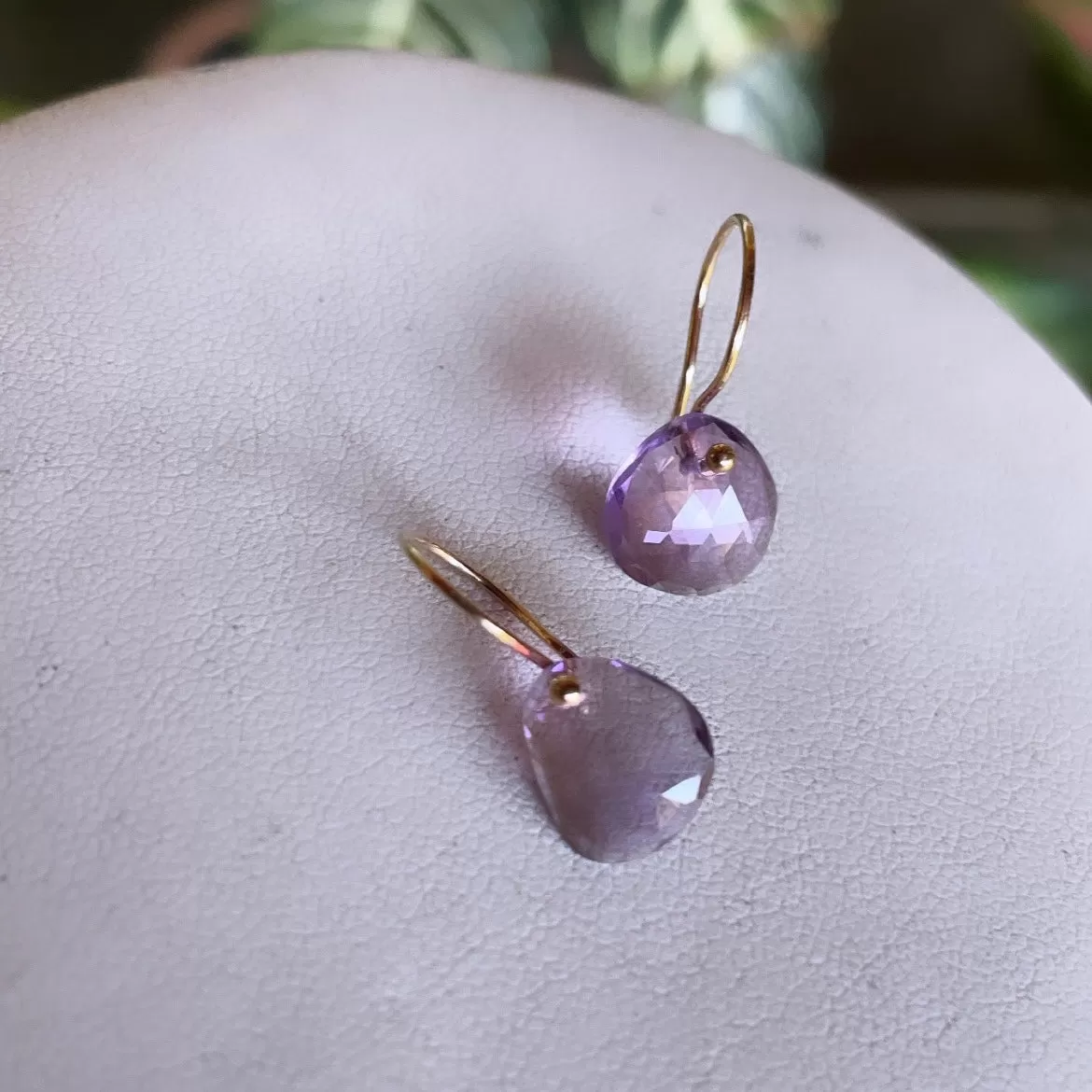 Petite rose cut amethyst earrings