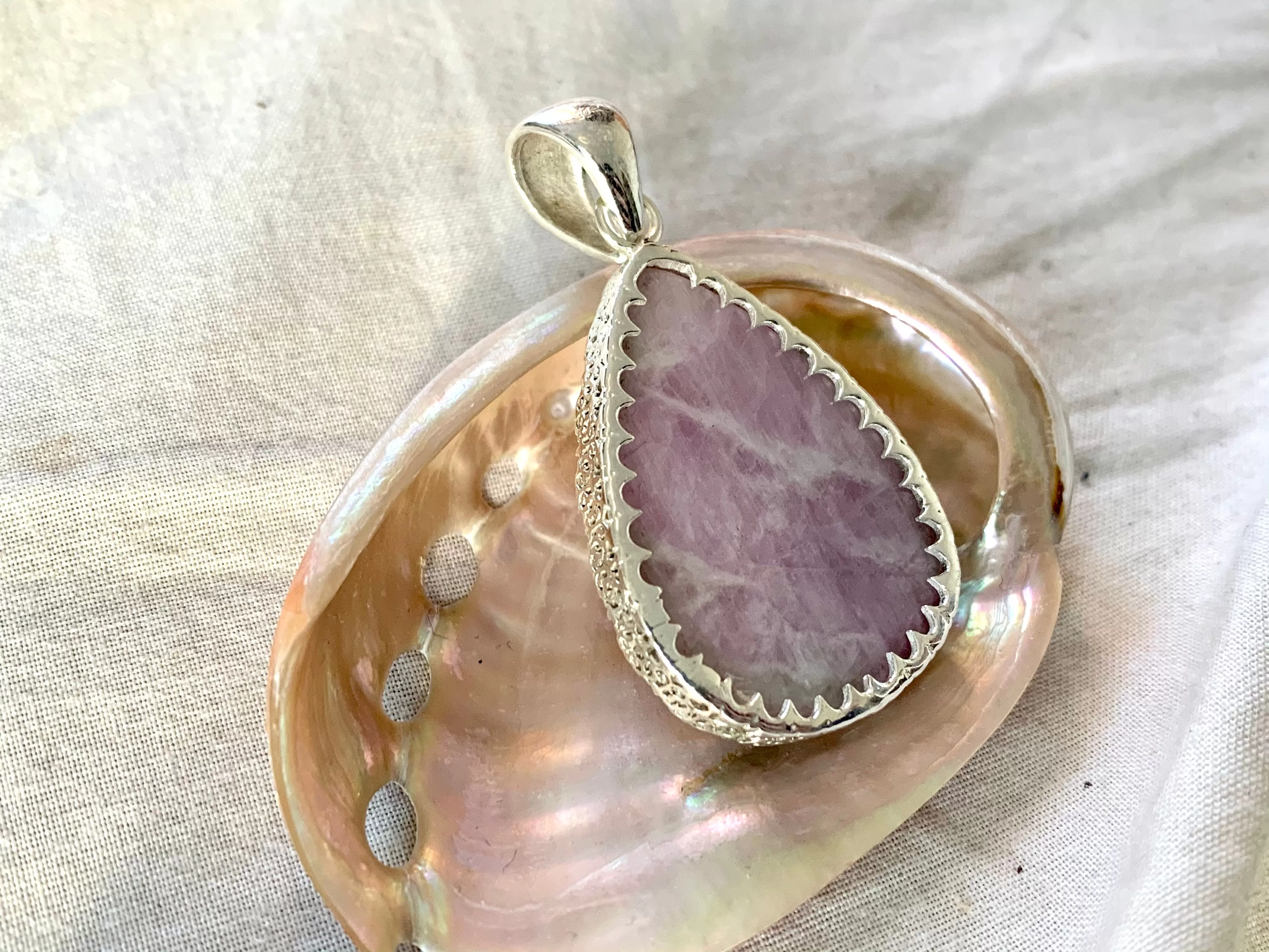 Pink Kunzite Lilith Pendant - XLarge Teardrop