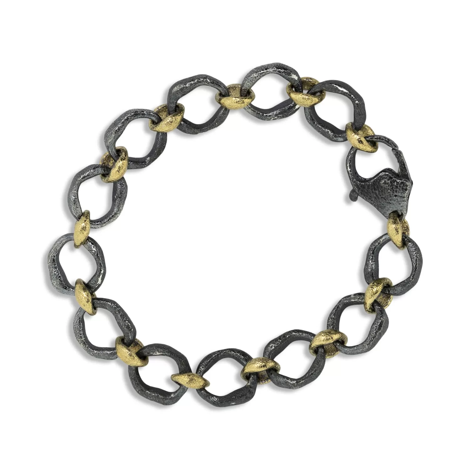 Primal Shapes Flat Link Bracelet in Silver and Gold