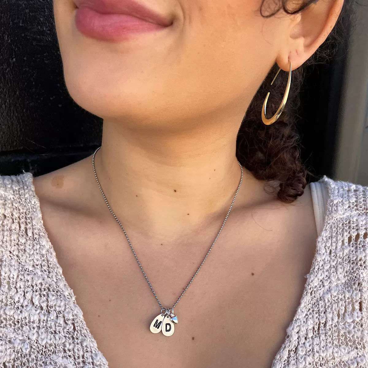 Rain Drop Initial Necklace