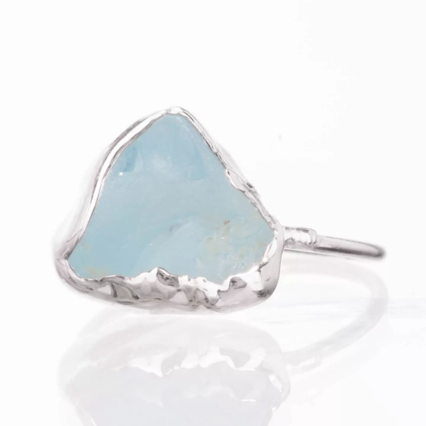 Raw Sky Blue Topaz Ring in Sterling Silver