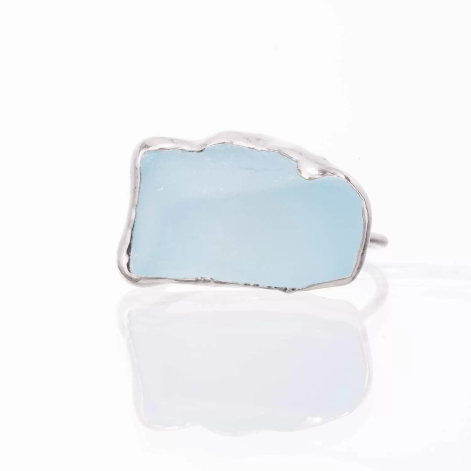 Raw Sky Blue Topaz Ring in Sterling Silver