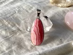 Rhodochrosite Akoni Pendant - Long Teardrop