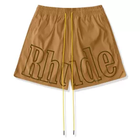 Rhude Logo Swim Shorts Camel