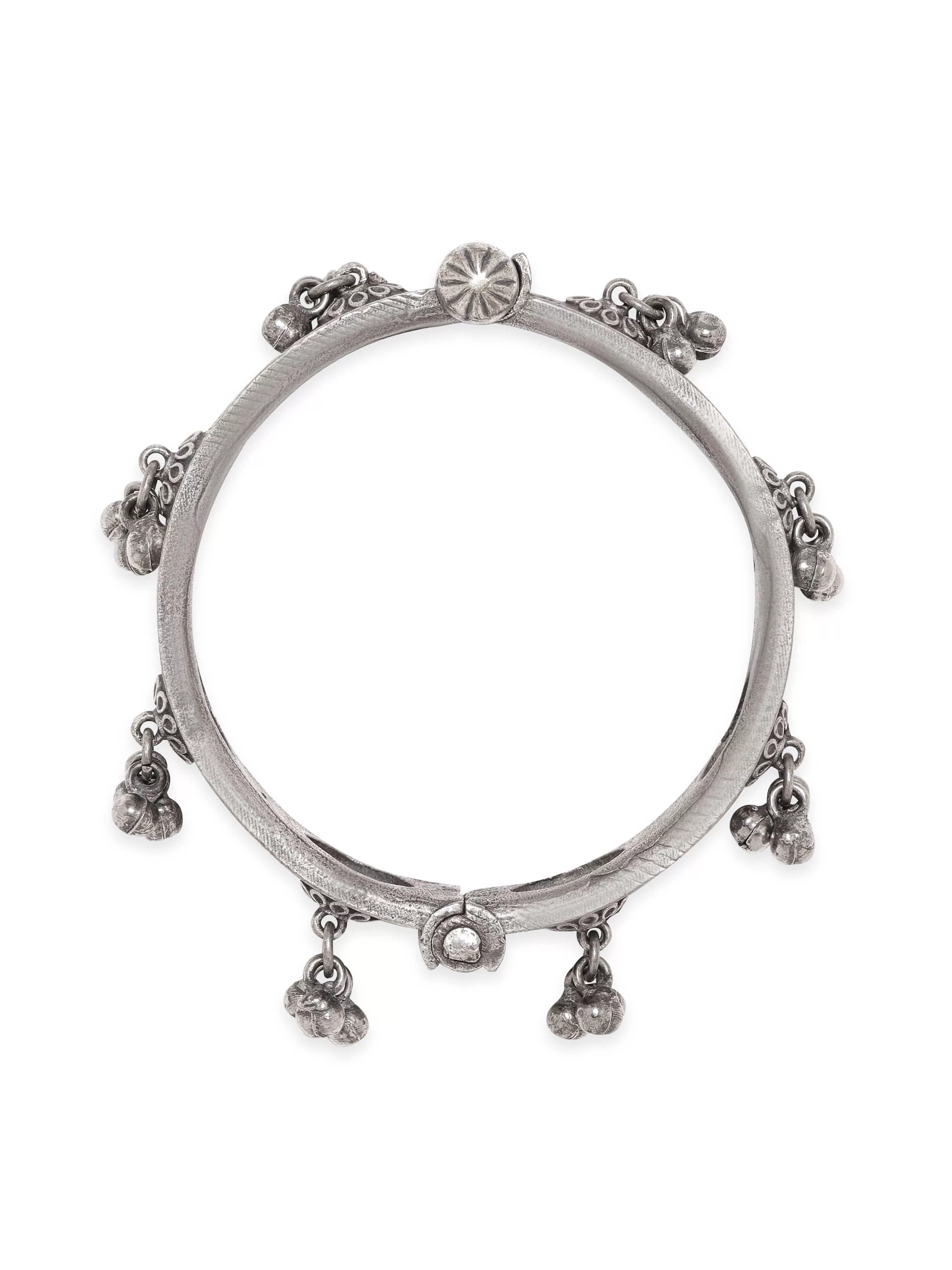 Rubans Oxidized Silver Plated Kada Bracelet with Ghungroo Embellishments