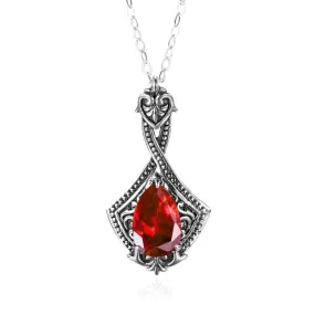 Ruby Goth Heart 925 Sterling Silver Pendant (No Chain)