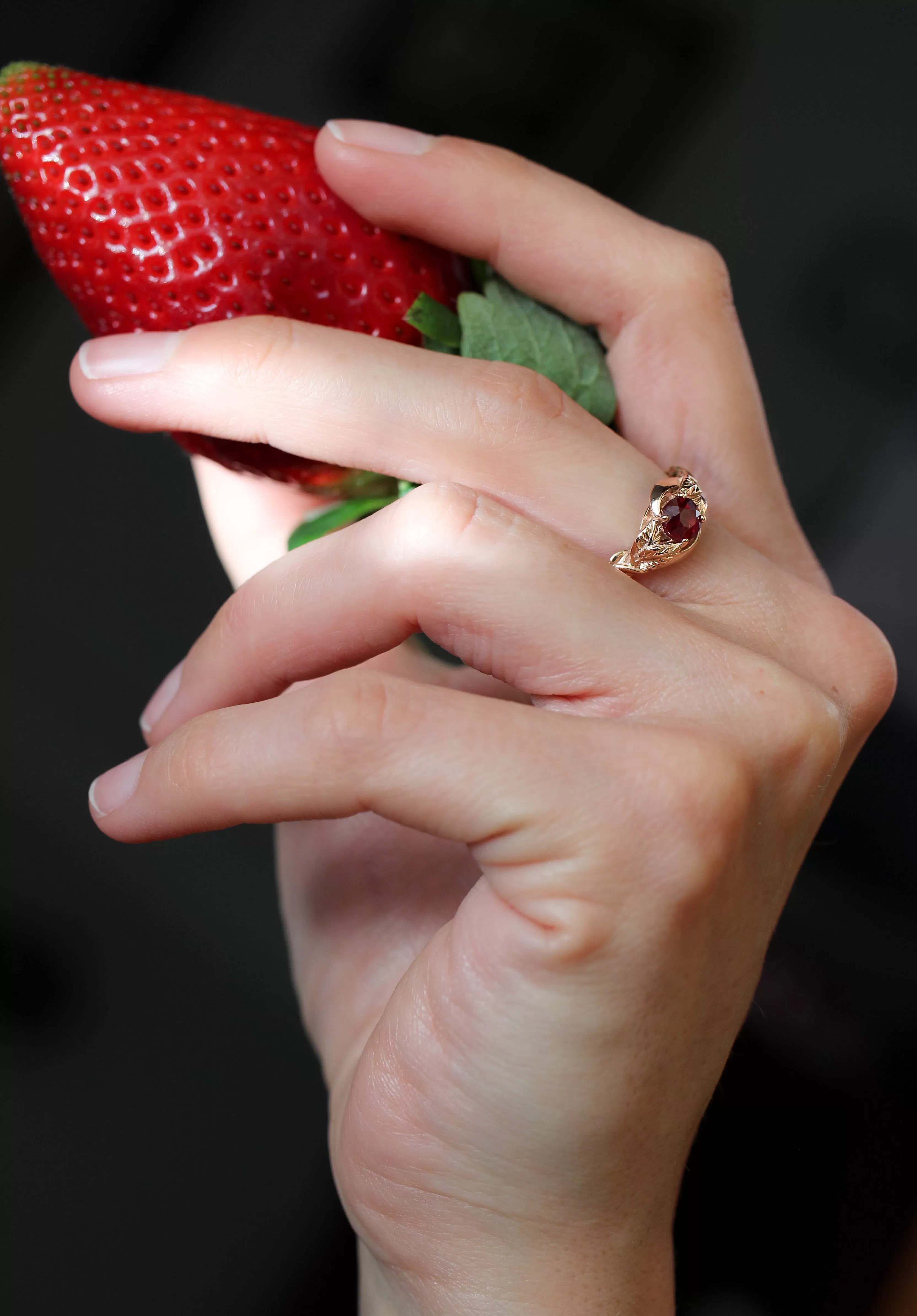 Ruby nature inspired engagement ring / Azalea