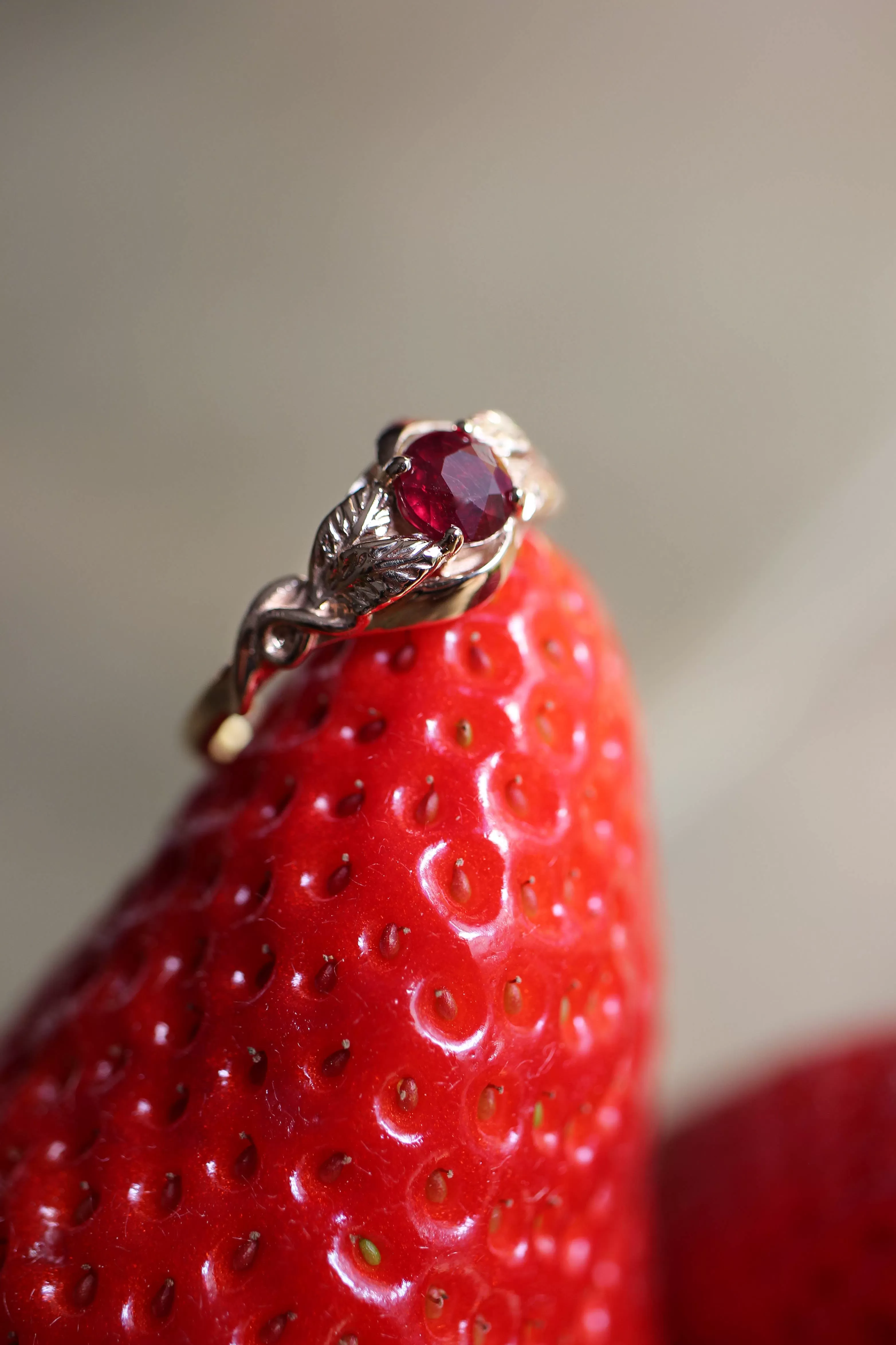 Ruby nature inspired engagement ring / Azalea