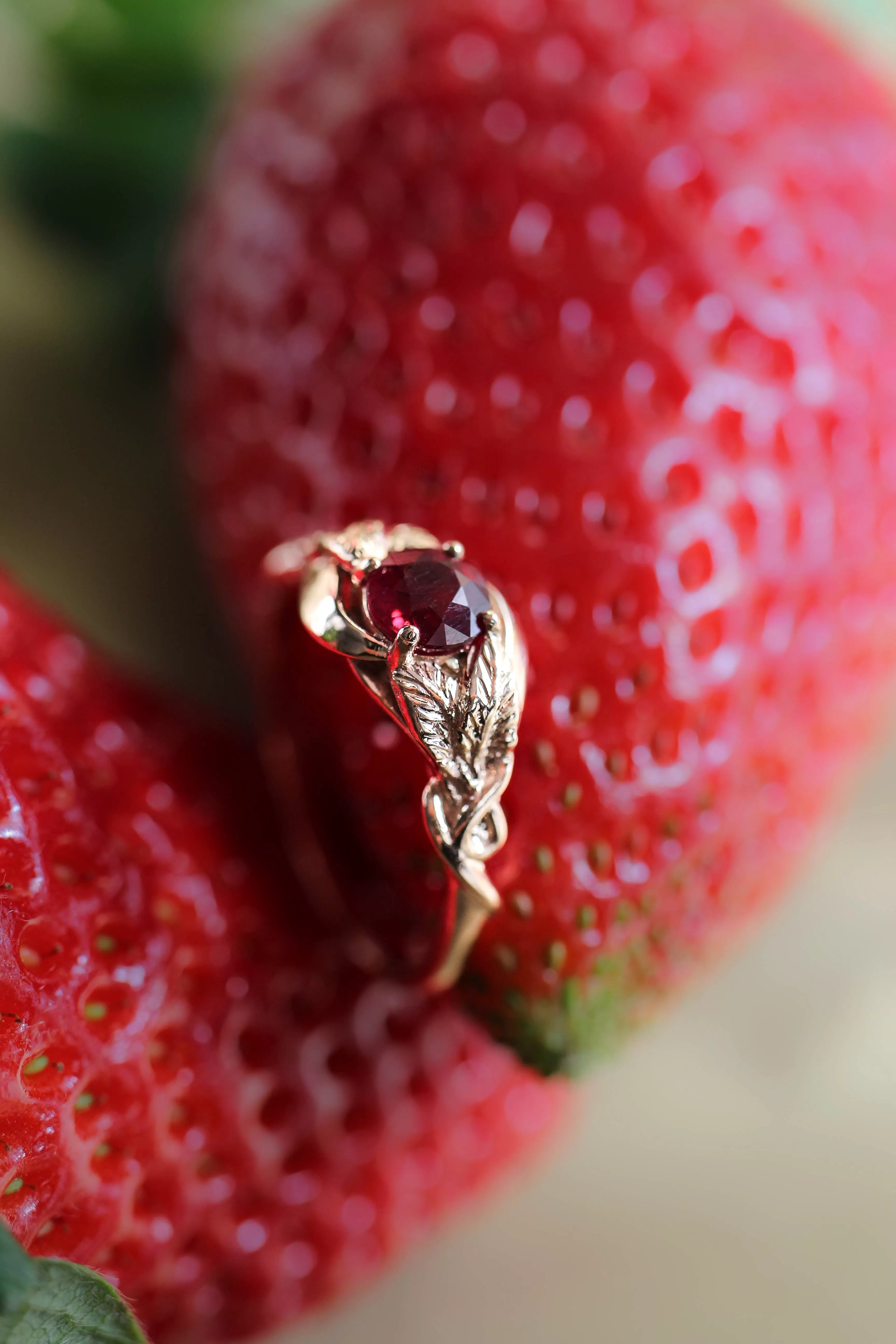 Ruby nature inspired engagement ring / Azalea